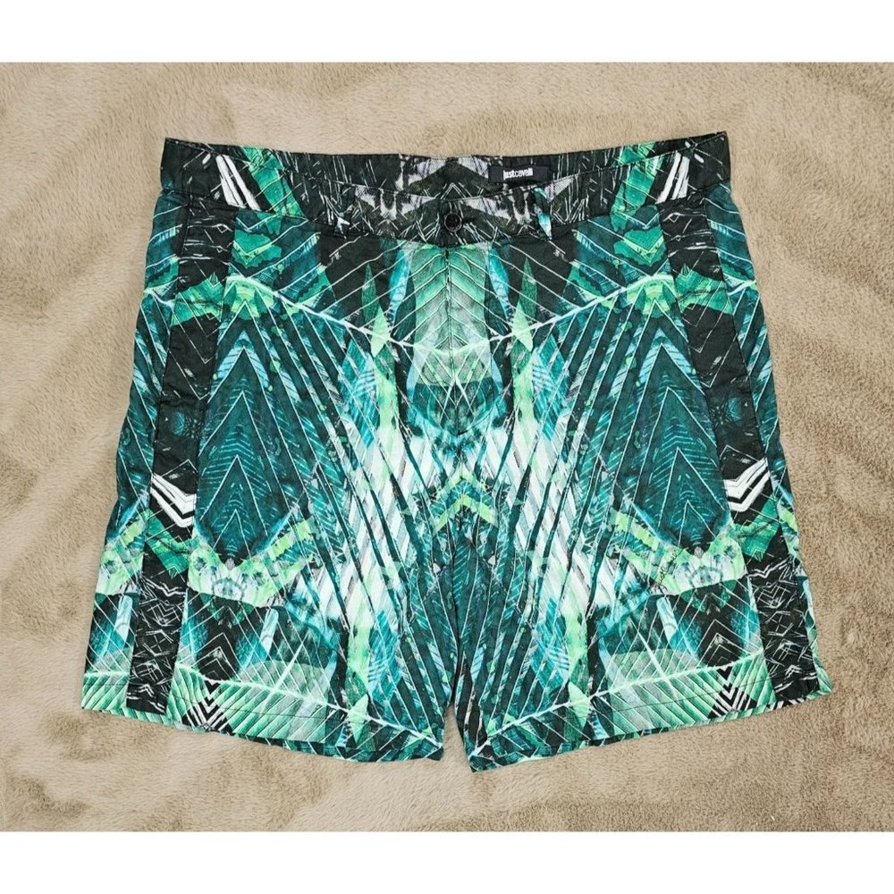 Just Cavalli Roberto Cavalli Safari Print Designer Button-Fly Shorts